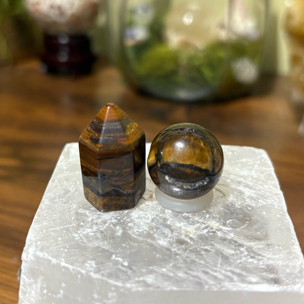Mini tigers eye tower and sphere bundle